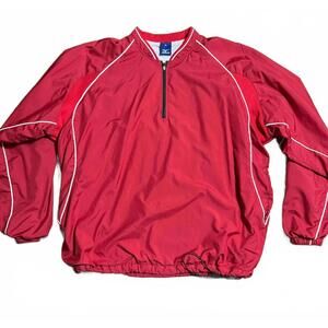 VINTAGE Mizuno Windbreaker 1/4 Zip Pullover - Mens Size XL Vented Red Baseball